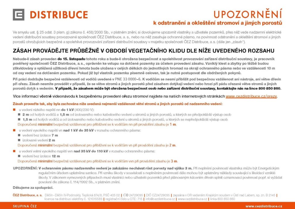 upozornění k odstranění a okleštění stromoví a jiných porostů (2)